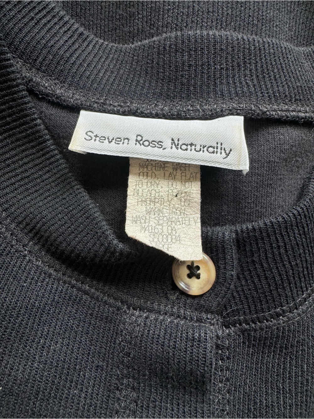 Vintage 90s Steven Ross, Naturally Knit Top Henley Cardigan Dress Black - Picture 2 of 7